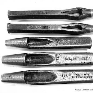Vintage C.S. Osborne Leather Hole Punch Set: Round Drive Punches, Tool Lot