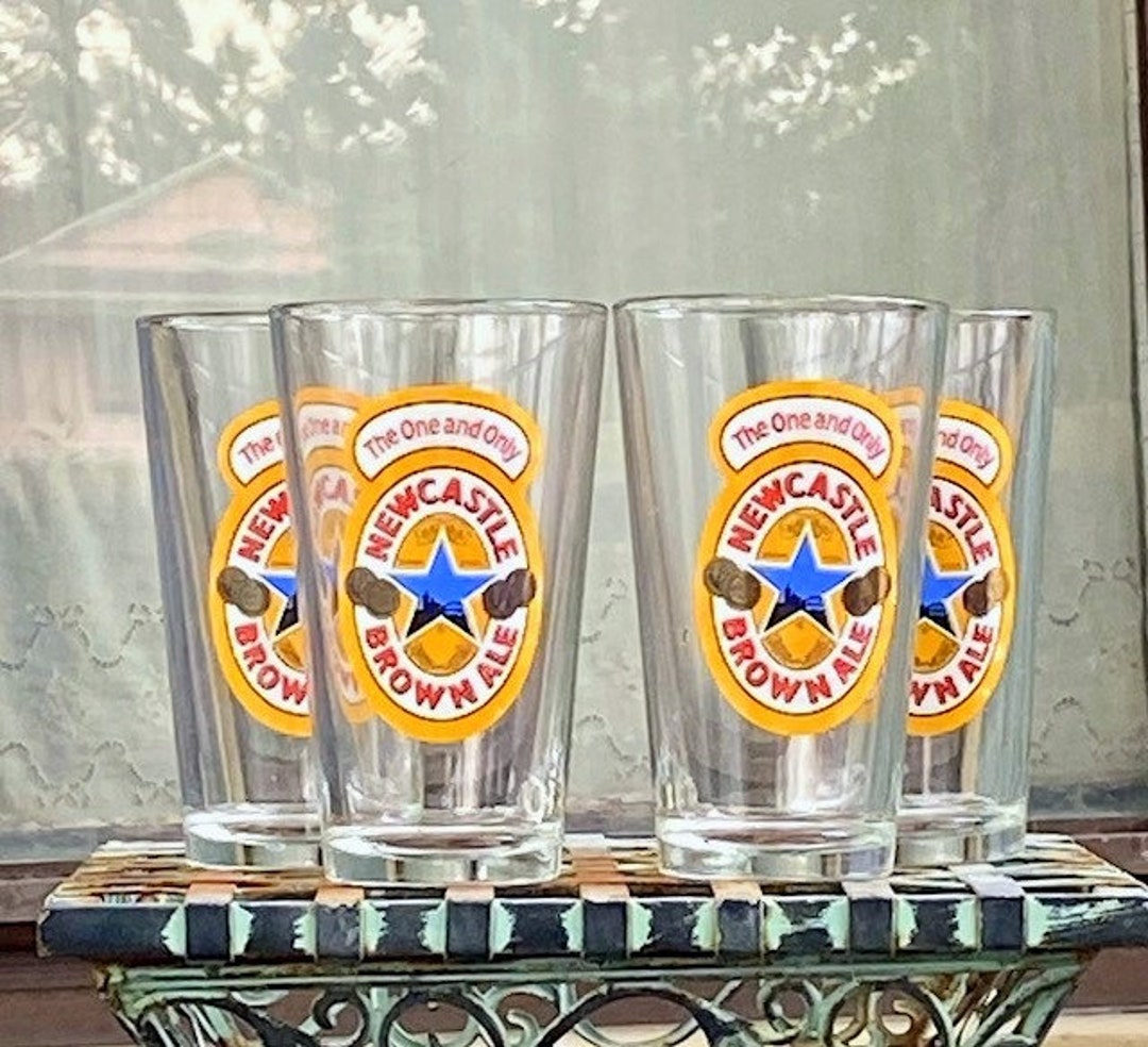 Set of 4 NEWCASTLE Brown Ale Pint Glasses Vintage Collectible Etsy