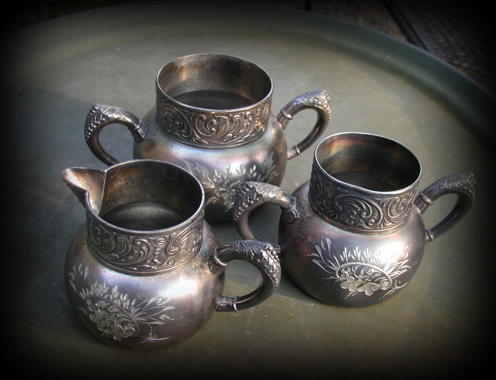 Victorian Quadruple Plate Silver Tea Set: Antique Benedict Mfg. Co