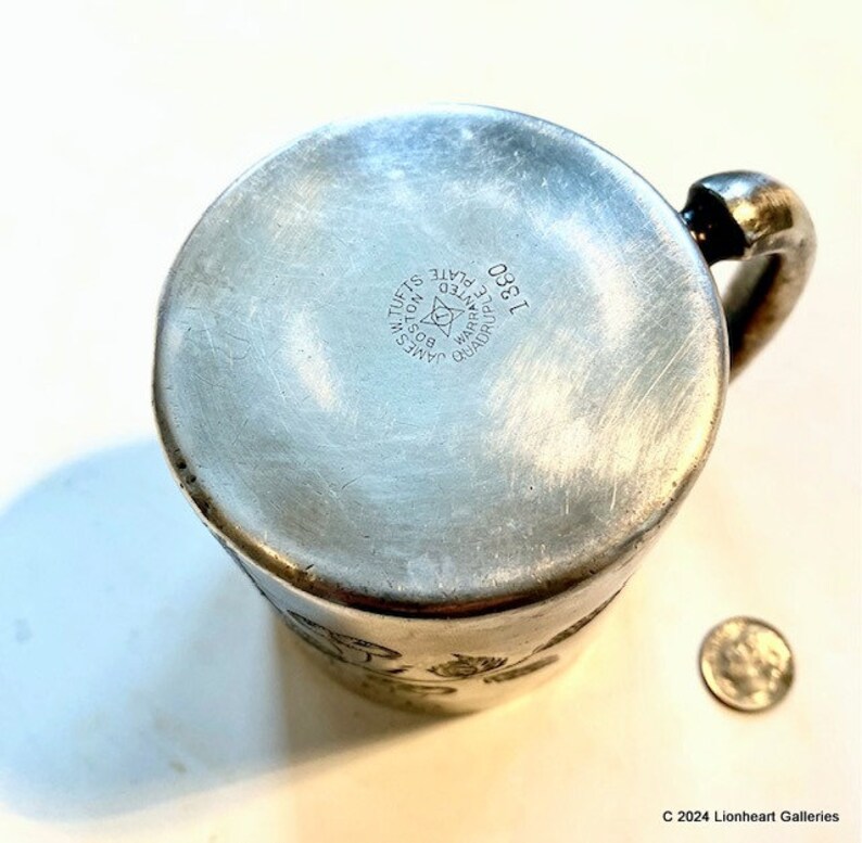 Antique Quadruple Plate Silver Mug James W Tufts Boston Engraved Childs Cup Victorian Drinkware bild 6