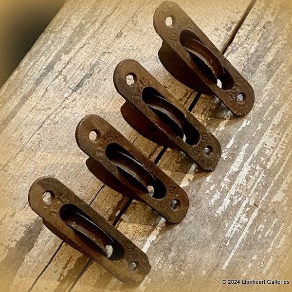 Vintage Window Sash Pulleys Set of 4 Cast Iron Salvaged Old House Hardware Restoration Supply