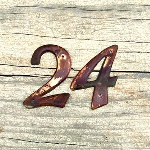 Vintage Mid Century Copper House Numbers 24 0r 42 With True Patina