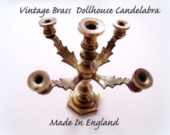 Miniature Brass Candelabra Vintage 5 Candle Candlestick Holder WEBA WARE Made In England
