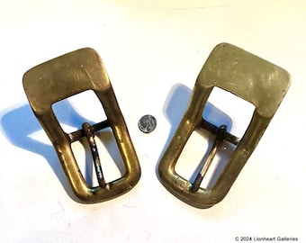 Vintage Cast Brass Buckles: Large Horse Harness Hardware, Leatherworking Supplies