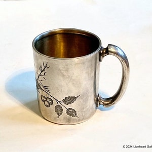 Antique Quadruple Plate Silver Mug James W Tufts Boston Engraved Childs Cup Victorian Drinkware bild 4