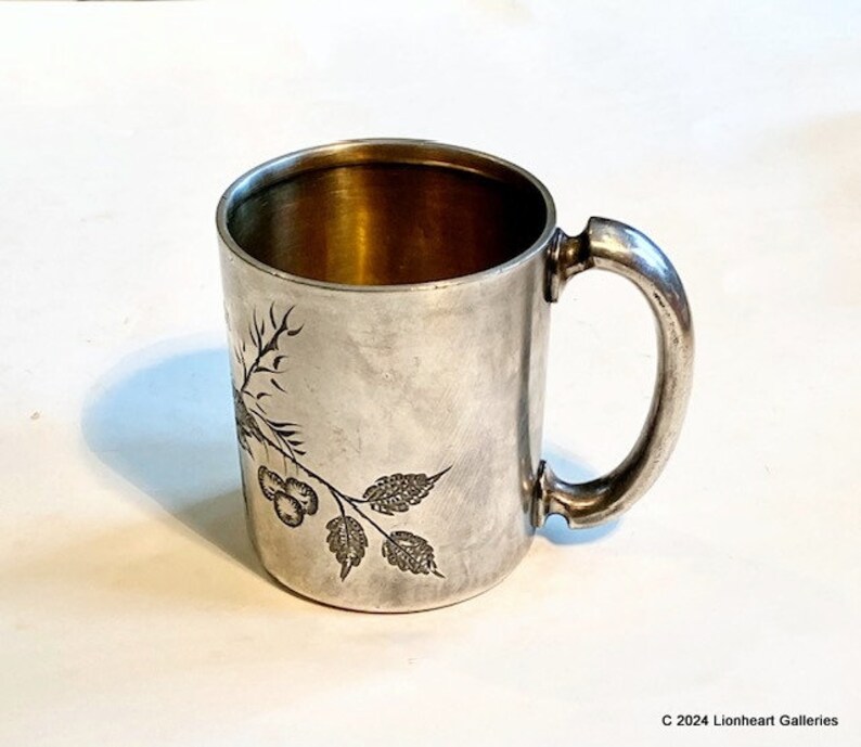 Antique Quadruple Plate Silver Mug James W Tufts Boston Engraved Childs Cup Victorian Drinkware bild 4