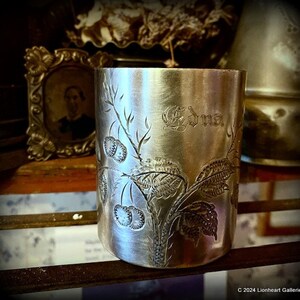 Antique Quadruple Plate Silver Mug James W Tufts Boston Engraved Childs Cup Victorian Drinkware bild 5