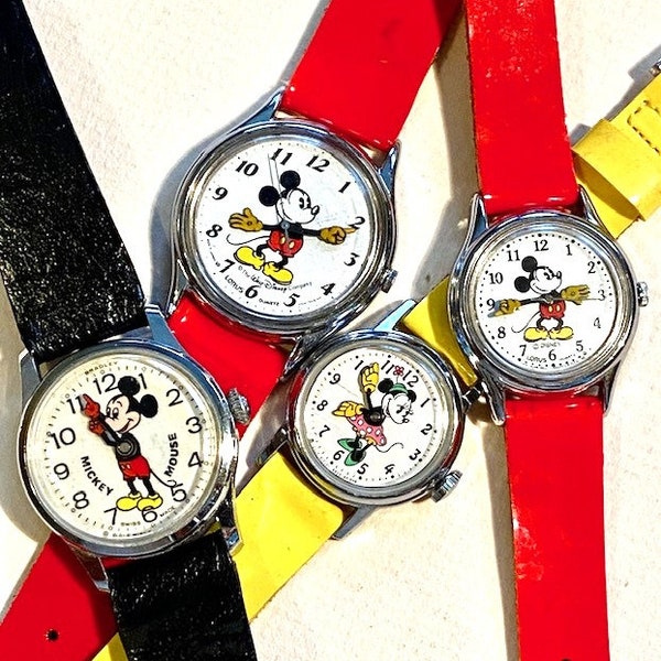 Vintage Lot of Mickey Mouse Minnie Mouse Wristwatches Collectible Cartoon Character Timepieces Bradley Loris 70s 80s 90s Collectibles