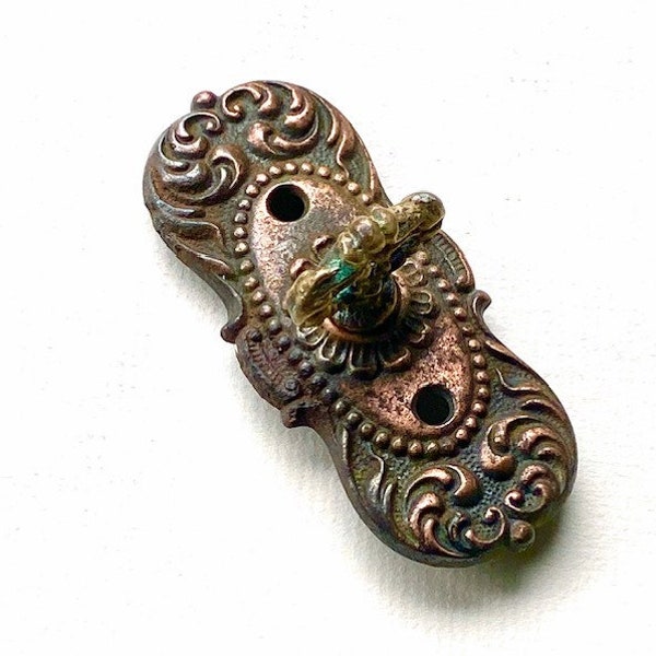 Vintage Victorian Ornate Brass Wardrobe Armoire Door Pull With Antiqued Copper Finish Furniture Door Hardware Restoration Suppy