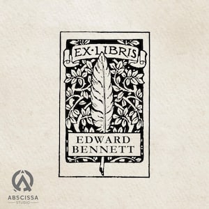 Literary Feather Ex Libris Stamp, Personalized Bookplate Stamp, Custom Name Library Stamp, Unique Gift for Book Lovers