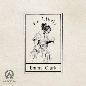 Young Reader Ex Libris Stamp, Personalized Bookplate Stamp, Custom Name Library Stamp, Unique Gift for Book Lovers