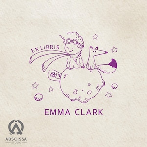 Little Prince Ex Libris Stamp, Personalized Bookplate Stamp, Custom Name Library Stamp, Unique Gift for Book Lovers, Handmade Book Stamp