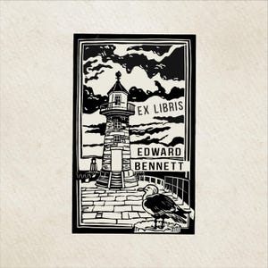 Stormwatch-vuurtoren gepersonaliseerde ex-librisstempel, handgemaakte ex-libris, aangepaste houten of zelfinktende bibliotheekzegel