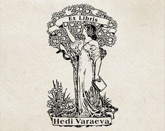 The Tempted Reader Personalized Ex Libris Stamp, Handmade Bookplate, Custom Wooden or Self-Inking Library Seal