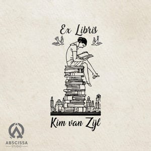 Sello Ex Libris &quot;Arriba del Mundo&quot;, sello de placa de libro personalizado, sello de biblioteca con nombre personalizado, regalo único para amantes de los libros