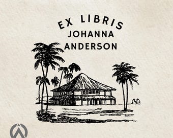 Sello Ex Libris Ocean Breeze, sello de placa de libro personalizado, sello de biblioteca con nombre personalizado, regalo único para amantes de los libros, sello de libro hecho a mano