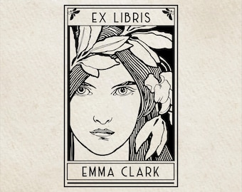 Sello Ex Libris personalizado, placa de libro hecha a mano, sello de biblioteca personalizado de madera o autoentintable