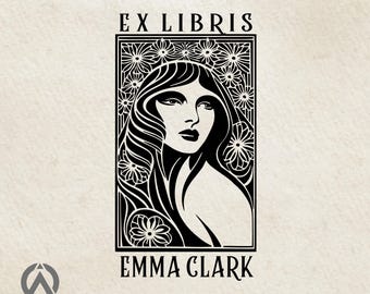 Elegance  Ex Libris Stamp, Personalized Bookplate Stamp, Custom Name Library Stamp, Unique Gift for Book Lovers, Handmade Book Stamp