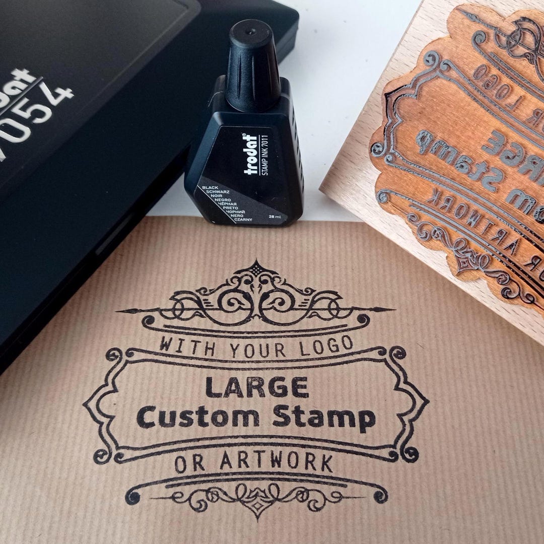 Large Format Label Stamp Large Custom Stamps With Your Logo or Artwork, Custom Packaging Stamp ...