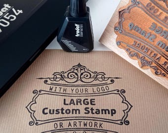 Carimbos personalizados grandes com seu logotipo ou arte, carimbo personalizado para embalagens, carimbo para pequenas empresas, carimbo com logotipo personalizado, carimbo de marca.