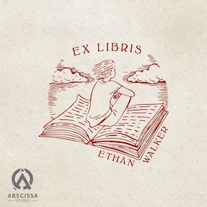 Magical Flight Ex Libris Stamp, Personalized Bookplate Stamp, Custom Name Library Stamp, Unique Gift for Book Lovers, Handmade Book Stamp