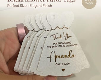 Foil Wedding Dress Favor Tags, Classy Wedding Shower Party Hang Tag for Favors