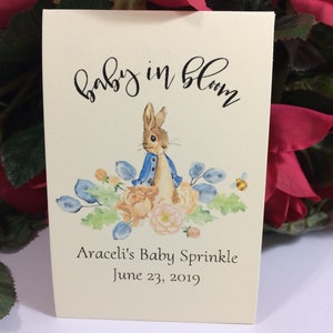 Baby in Bloom, Peter Rabbit Theme, Custom Personalized Baby Shower Seed Packet Favors, Seed Packets, Wildflower Seeds Included