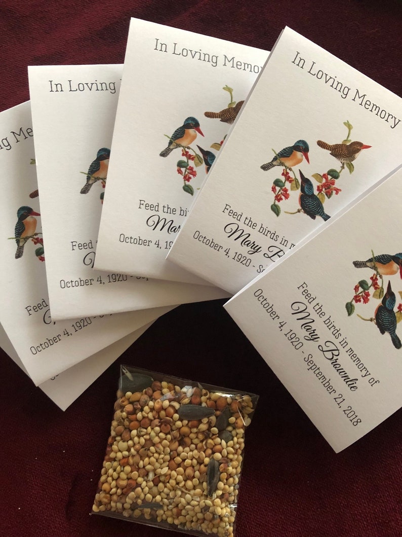 Funeral Favors Personalized Memorial Bird Seed Packets in Etsy