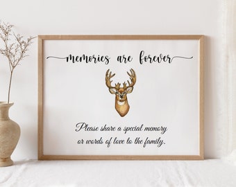 DIGITAL Deer Hunter Funeral Service Share a Memory Sign 5x7 Table Decoration, Memorial Service, Celebration of Life