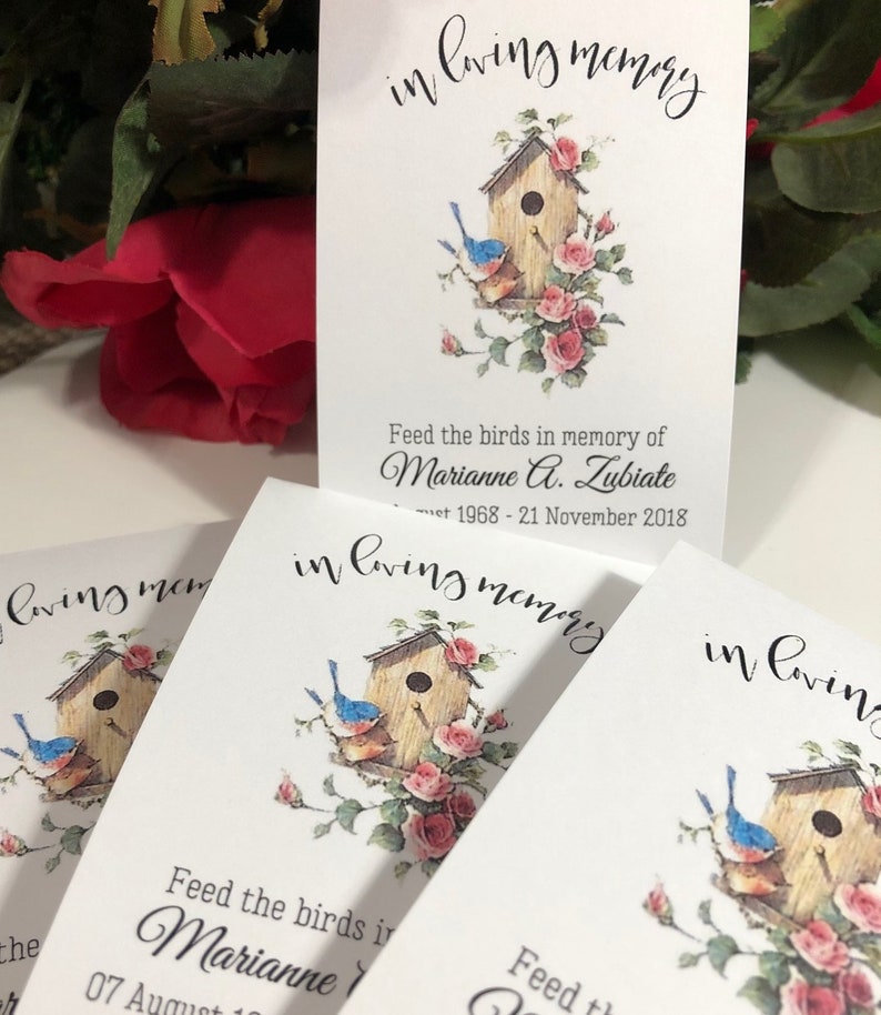 Birdhouse Floral Funeral Favors Personalized Memorial Bird Etsy