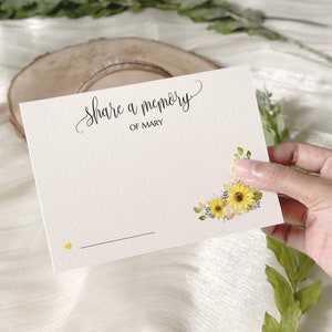 Share a Memory Cards, Sunflower, Modern Guestbook, Celebration of Life Funeral Cards, Personalized Guestbook Alternative