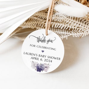 Favor Gift Labels, Purple Dusty Blue Theme, Tags for Thank You Gifts, Bridal Baby Shower, Wedding Favors