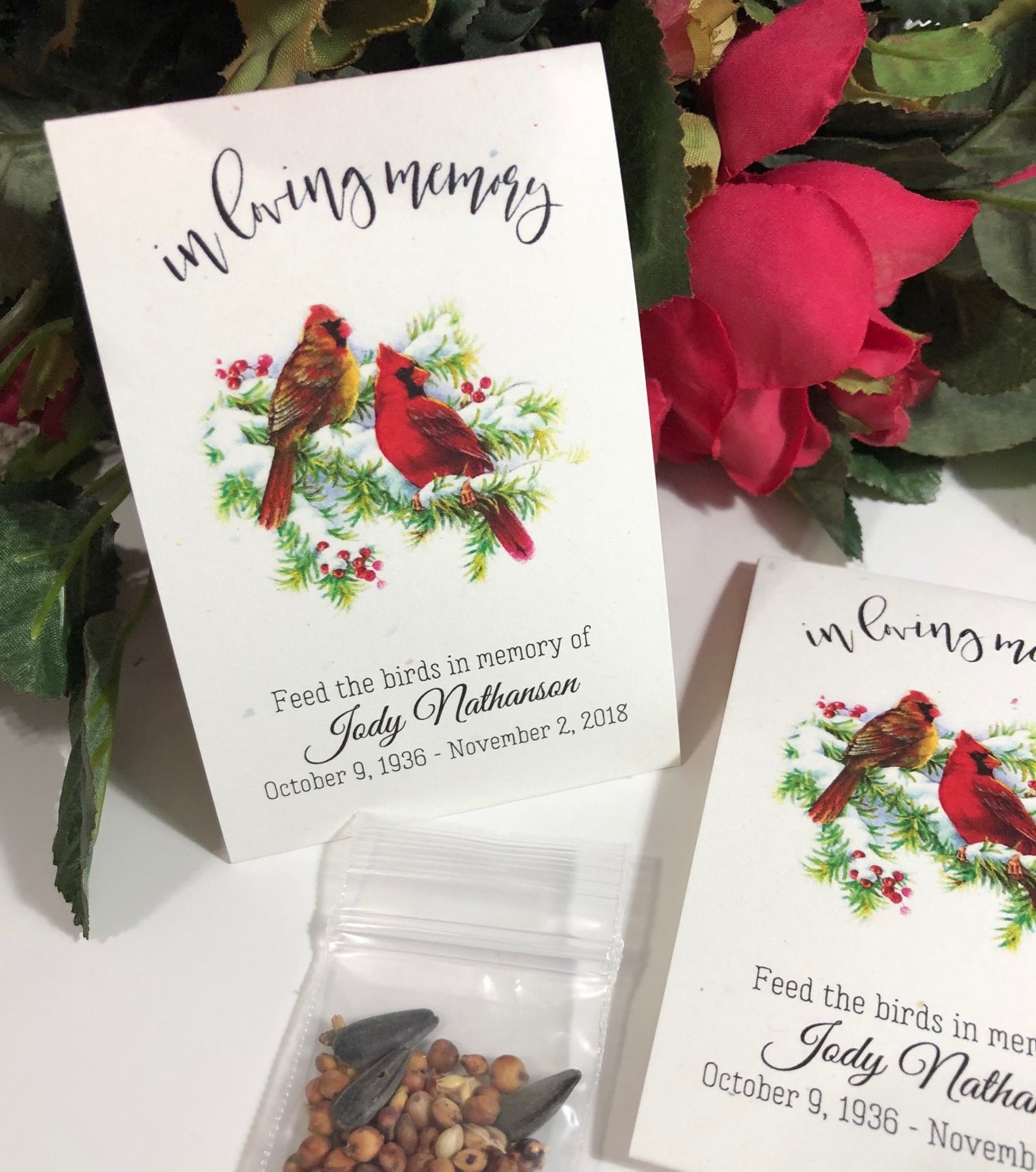 Cardinal Funeral Favors Personalized Memorial Bird Seed Etsy