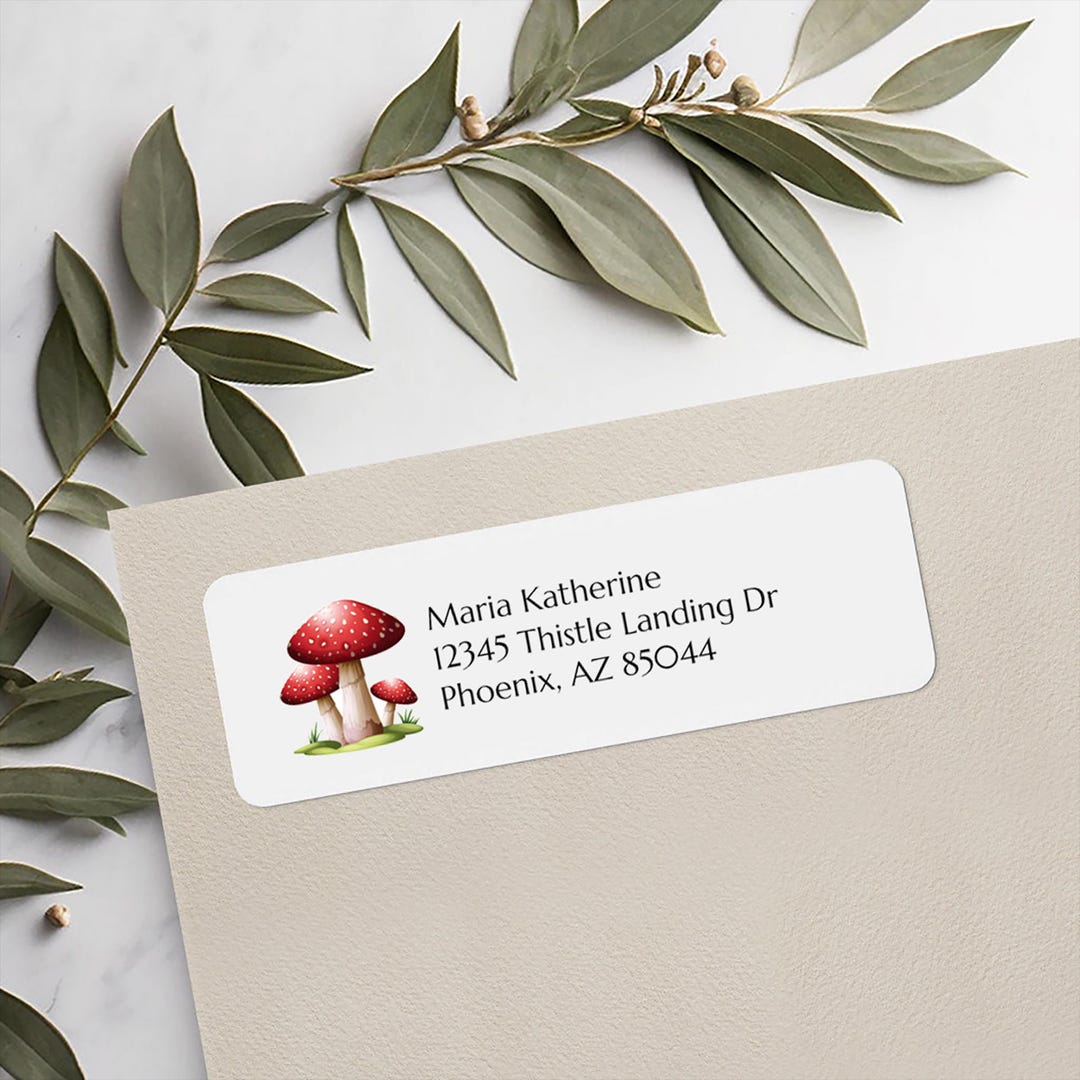 Whimsical Mushroom Cottage Core Return Address Labels, Personalized ...