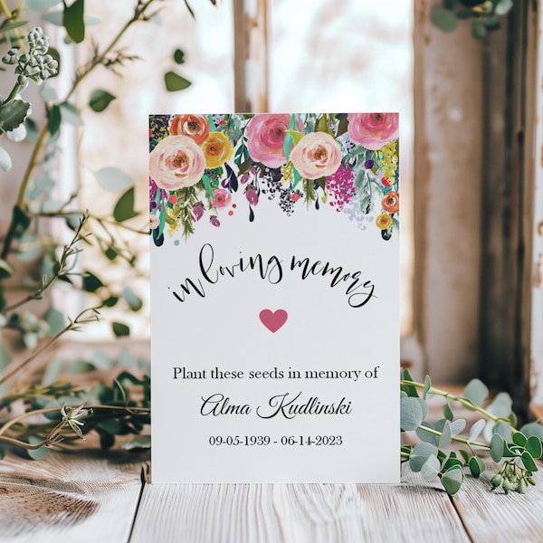 Sympathy Forget Me Not Seed Packet Favor, Celebration of Life Memorial Gift for Guests