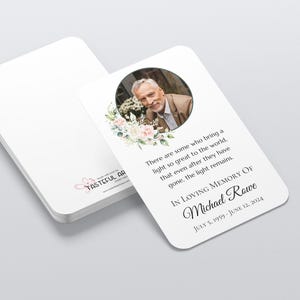 Personalized Memorial Prayer Card with Photo, Celebration of Life Keepsake