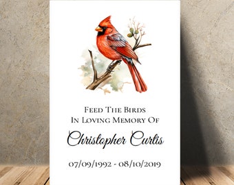 Sympathy Gift Birdfeed Cardinal Winter Songbird Seed Packets, Funeral Favors, Personalized Celebration of Life