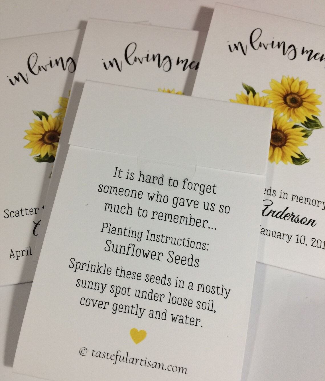 Funeral Favors Personalized Memorial Sunflower Seed Packets Etsy