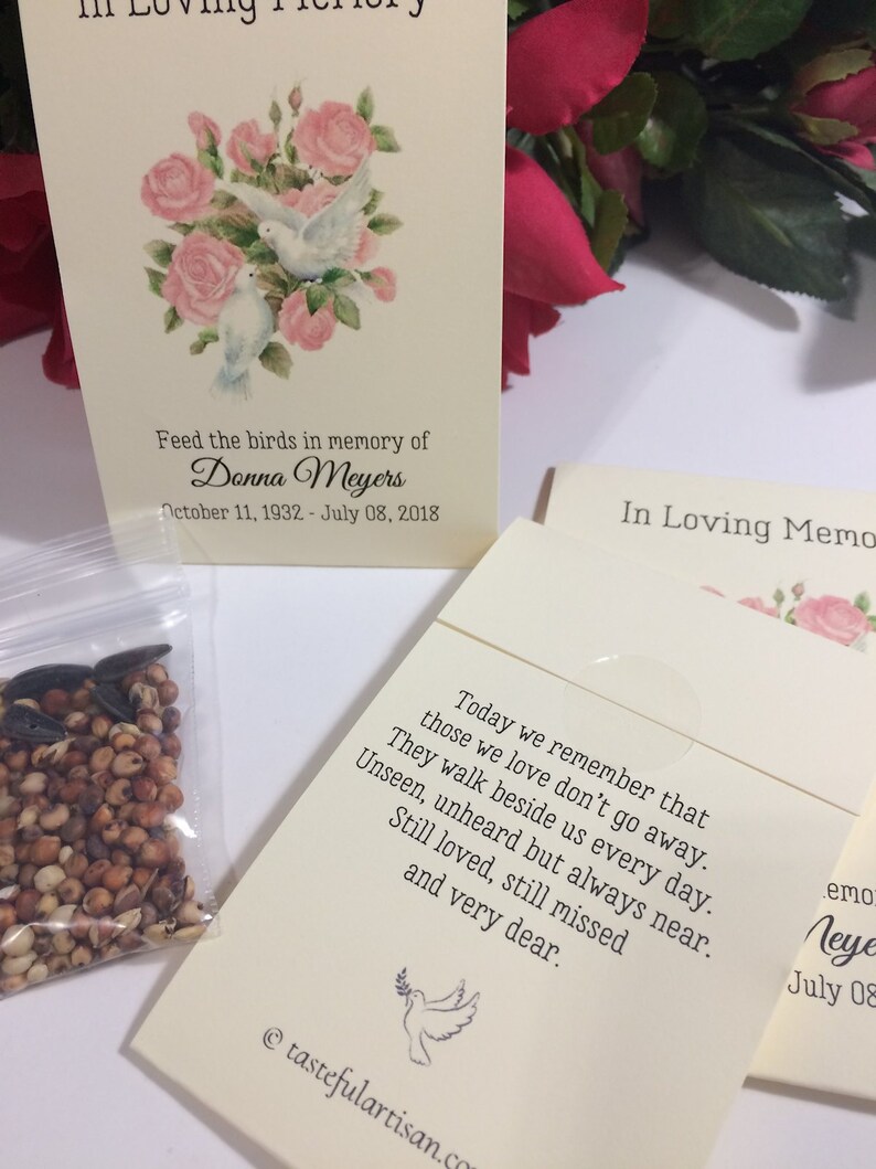 Memorial Bird Seed Packets Funeral Favors Rose White Dove Etsy