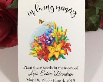 Forget Me Not Sympathy Gift Funeral Favors Personalized Memorial Seed Packets, Loving Memory, Memorial, Seeds Included, Celebration of Life