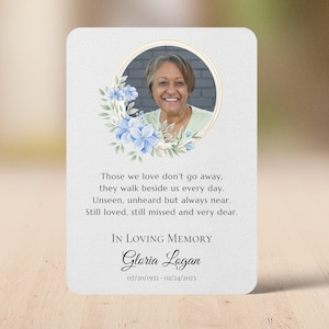 Carte de prière personnalisée avec photo, ne m'oubliez pas cadre doré, cadeau funéraire de sympathie, célébration de la vie