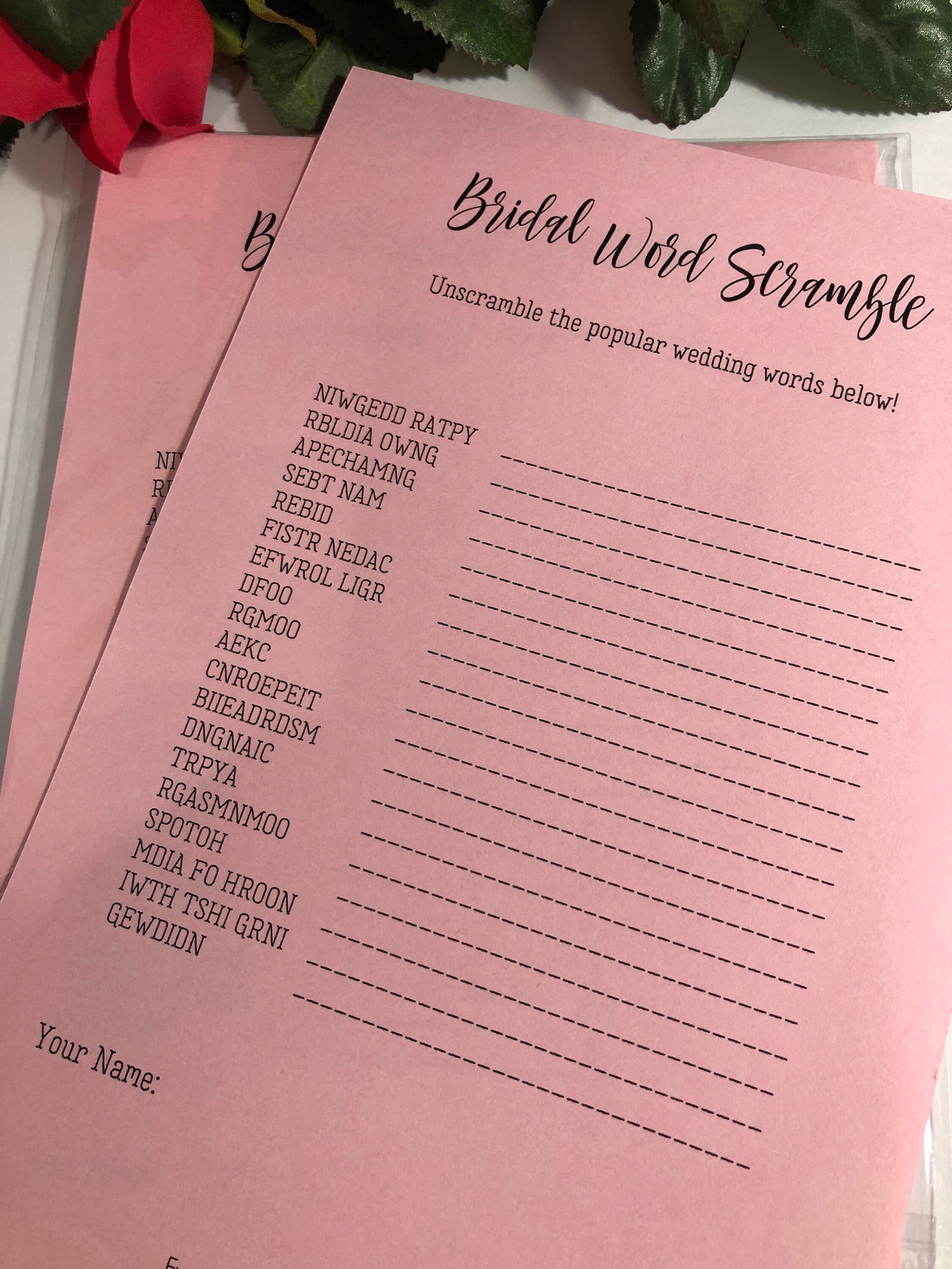PRINTED 25 Game Sheets Bridal Word Scramble Game Bridal Shower - Etsy  Denmark
