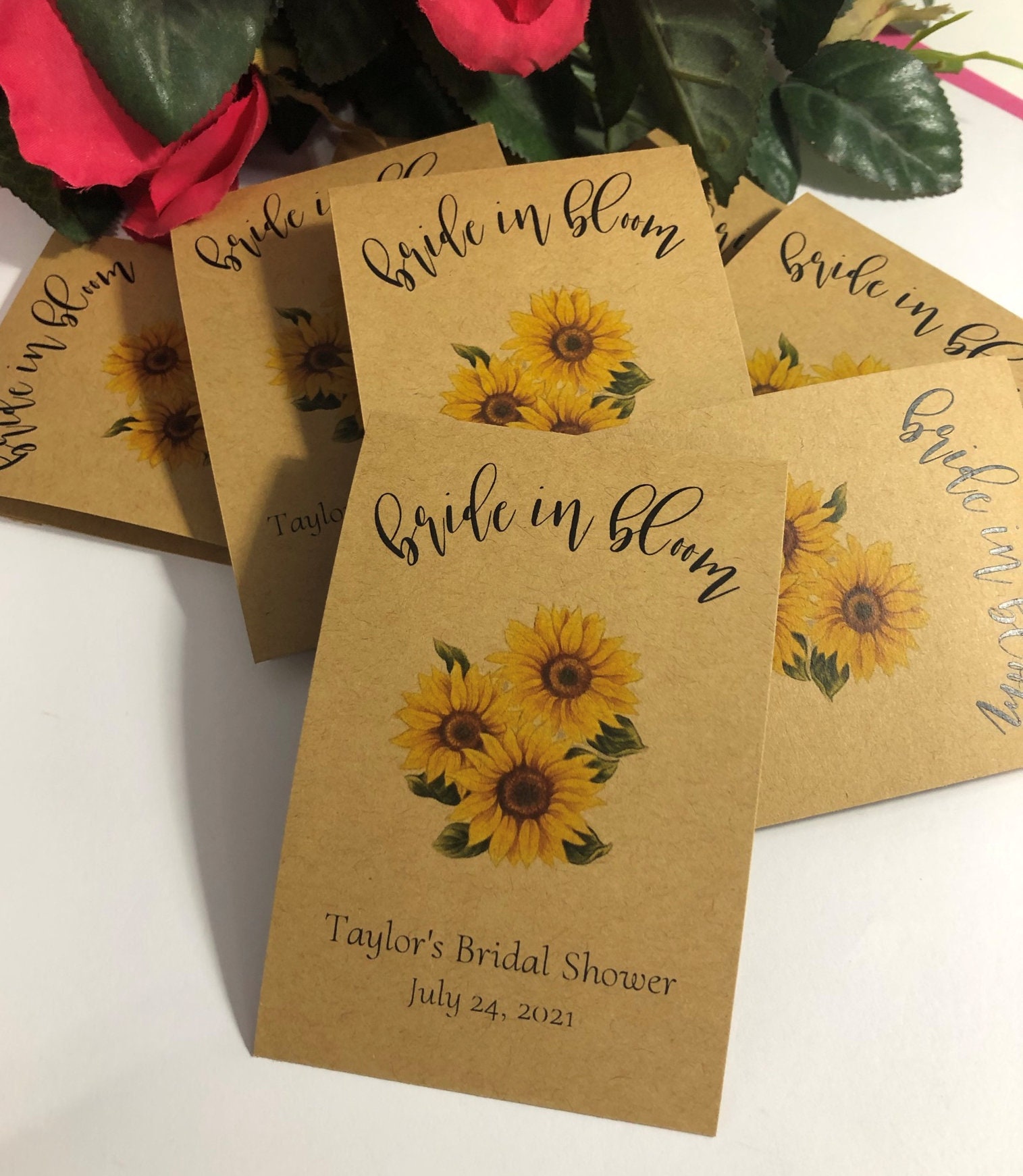 Buy Bride in Bloom Sunflower Personalized Bridal Shower Seed Packet Favors,  Gift for Shower Guests Online in India 