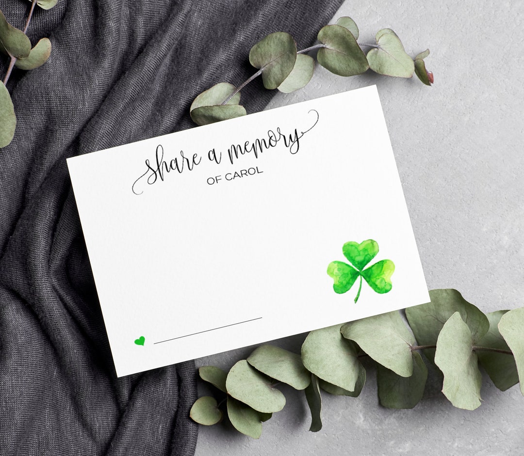 PRINTED Shamrock Irish Wake Celebration of Life Funeral Card