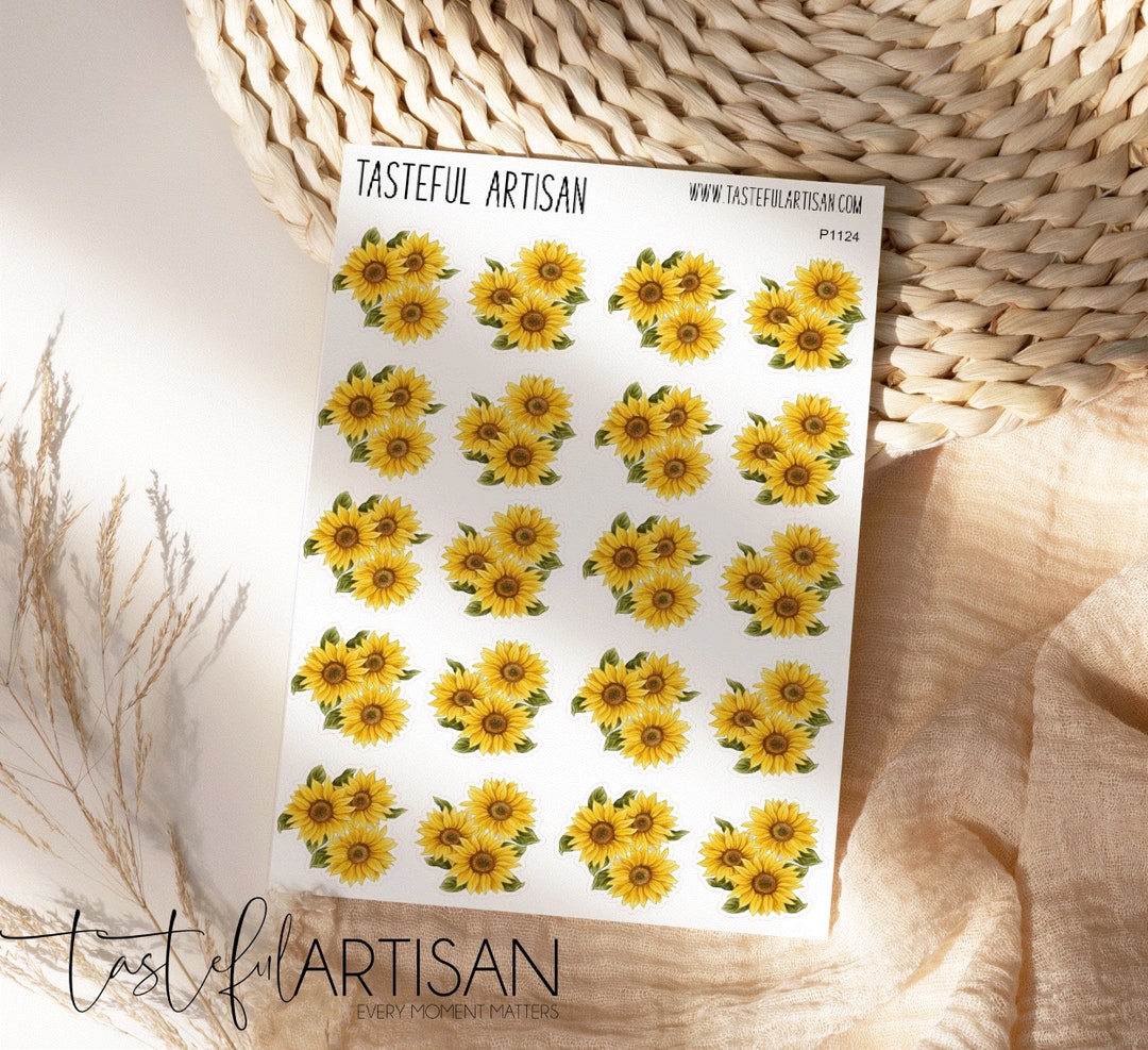 PRINTED Vibrant Sunflower Bullet Journal Stickers Scrapbook - Etsy