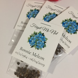 Budget Friendly Funeral Seed Packet Favor, Forget Me Not Seeds, Celebration of Life Sympathy Gift