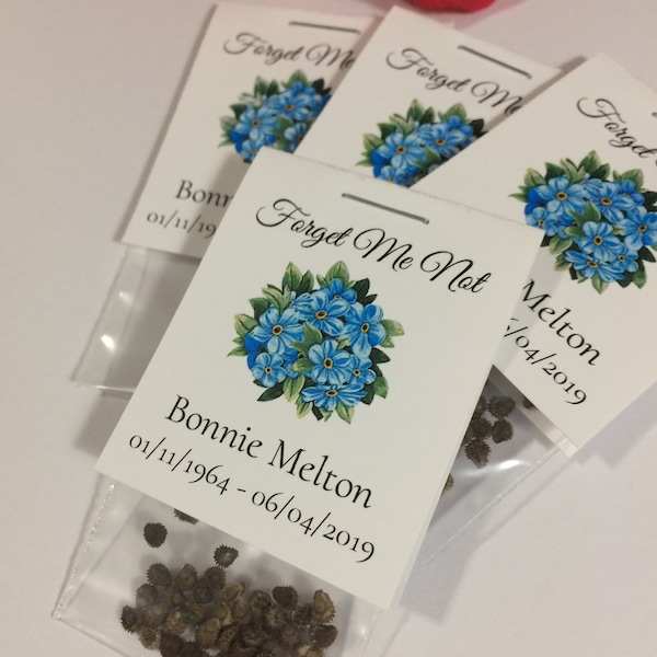 Budget Friendly Funeral Seed Packet Favor, Forget Me Not Seeds, Celebration of Life Sympathy Gift