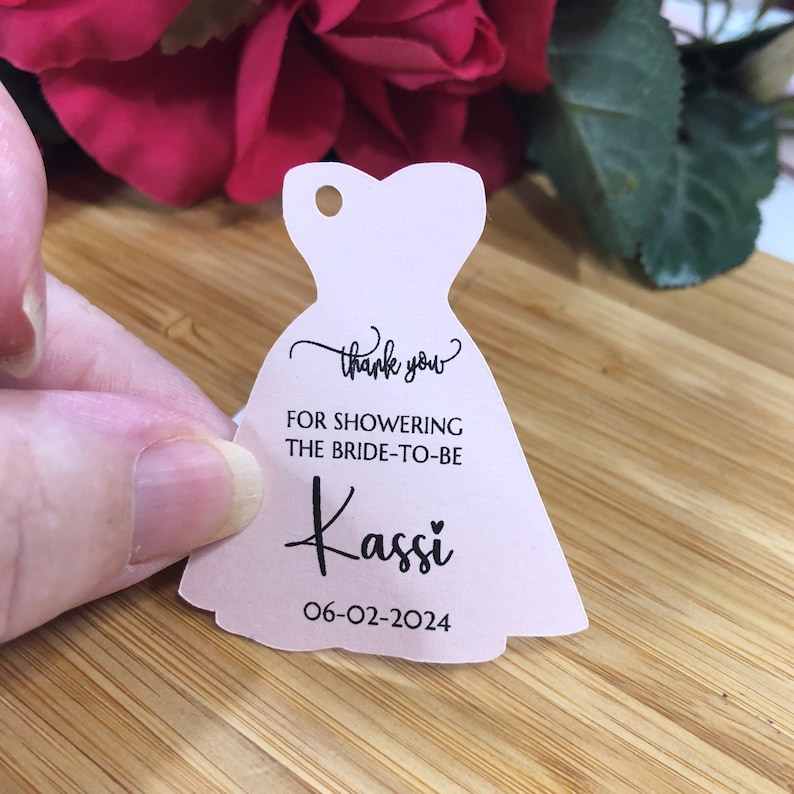 Wedding Dress Shaped Thank You Favor Tags for Wedding Favors Labels, Printed