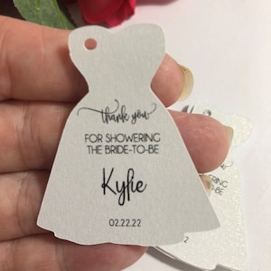 PRINTED 25 Wedding Dress Shaped Thank You  Favor Tags for wedding favors, swag goodie bags, bridal showers, baby party thank you gifts