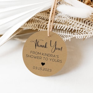 PRINTED Thank You Tags Bridal Shower Rustic Kraft Minimalist, 1.75 Inches, Soap Labels, Bath Bomb Favors, Gels